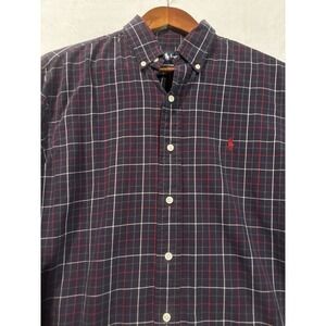 Vintage Polo Ralph Lauren Dress Shirt Medium Classic Fit Blue Striped Button Up